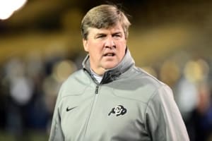 Nov 23, 2013; Boulder, CO, USA; Colorado Buffaloes head coach Mike Macintyre during the game against the Southern California Trojans at Folsom Field. Mandatory Credit: Ron Chenoy-USA TODAY Sports